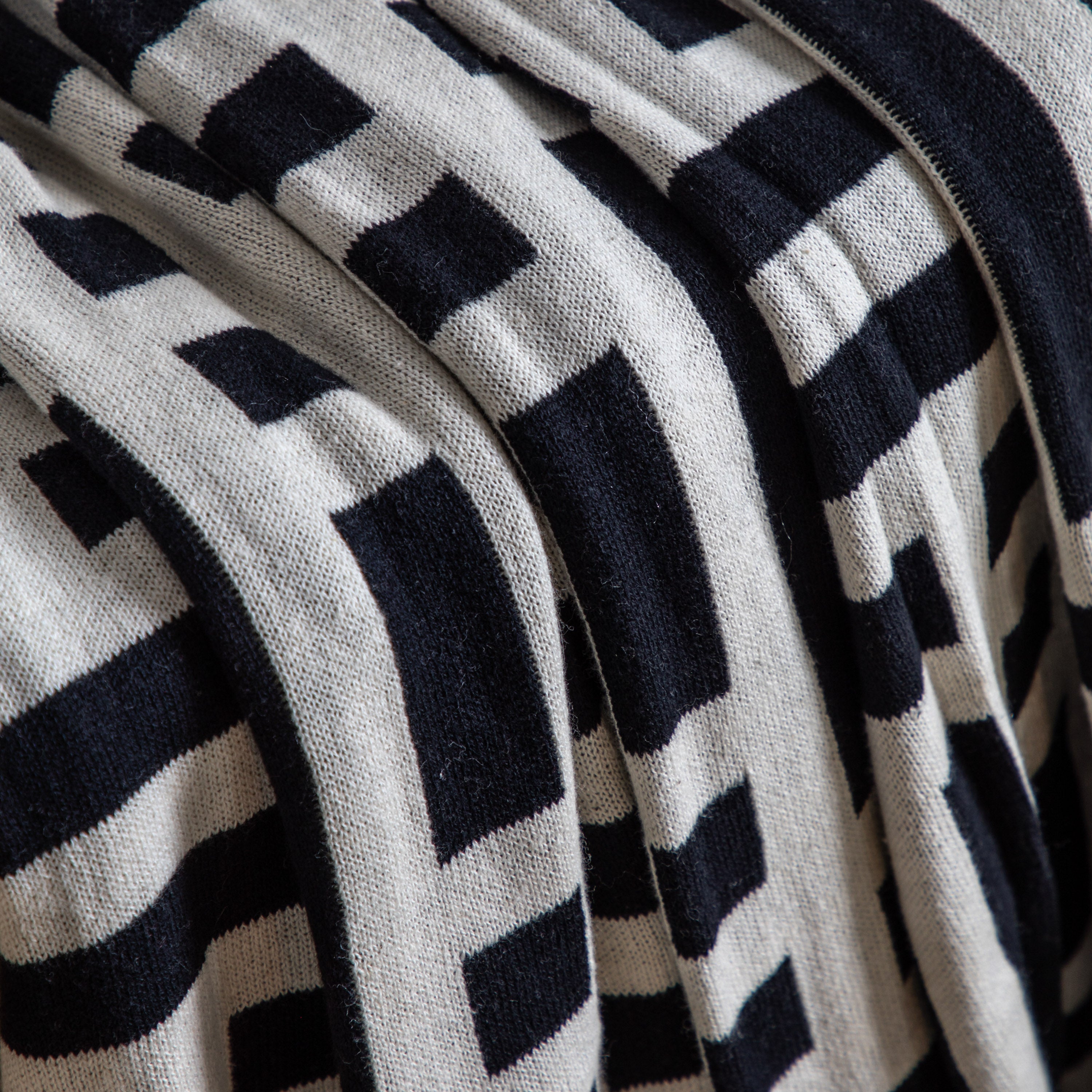 Mayfair Black Aztec Knitted Tassel Throw